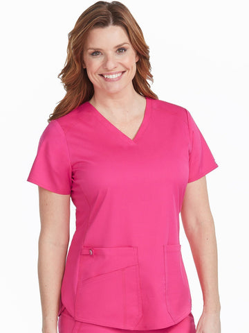 7459 V-NECK SHIRTTAIL TOP Pink Punch