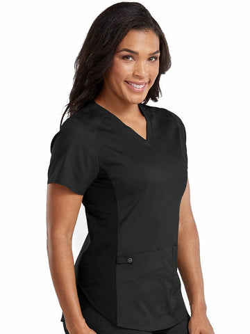 7459 V-NECK SHIRTTAIL TOP - Black