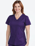 7459 V-NECK SHIRTTAIL TOP - Plum