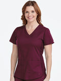 7459 V-NECK SHIRTTAIL TOP - WIne